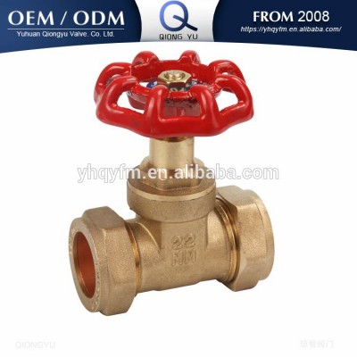 wheel handle forged brass gate valve compression ends high quality controled valves